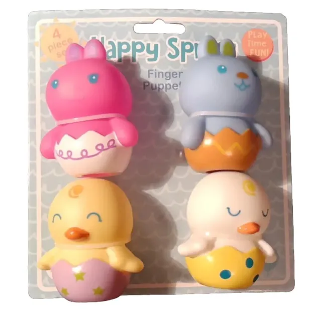 Happy Spring 4 Finger Puppets - Bath Toy Toddler Baby NEW Magic Years