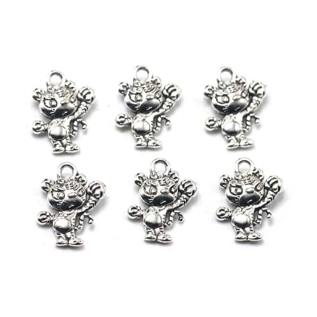 50 Stück Legierung Tiger Anhänger DIY Chinese Zodiac Charms Schmuck Herstellung