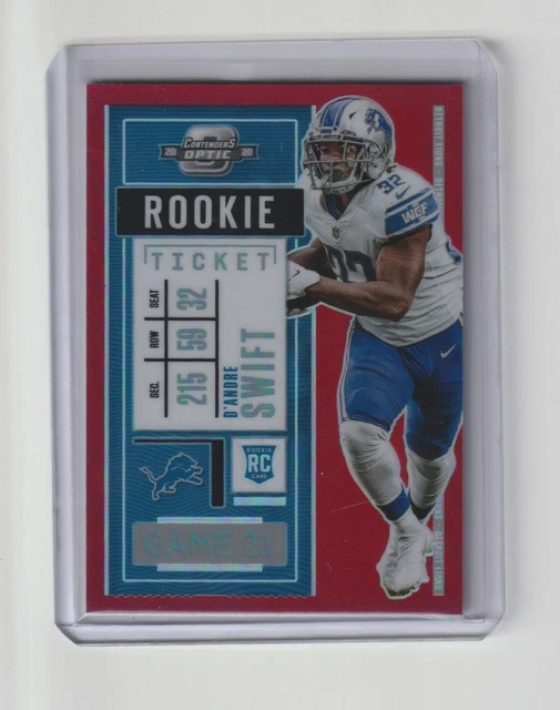 D'Andre Swift 2020 Panini Optic Contenders Red Prizm RC 091/125 #70 Lions