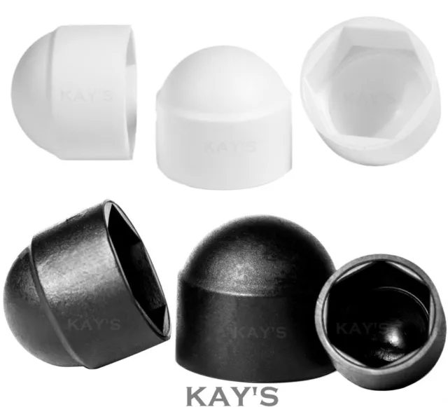 Black & White Plastic Dome Nut Cap Bolt Safety Cover M4 M5 M6 M8 M10 M12 M16 M20