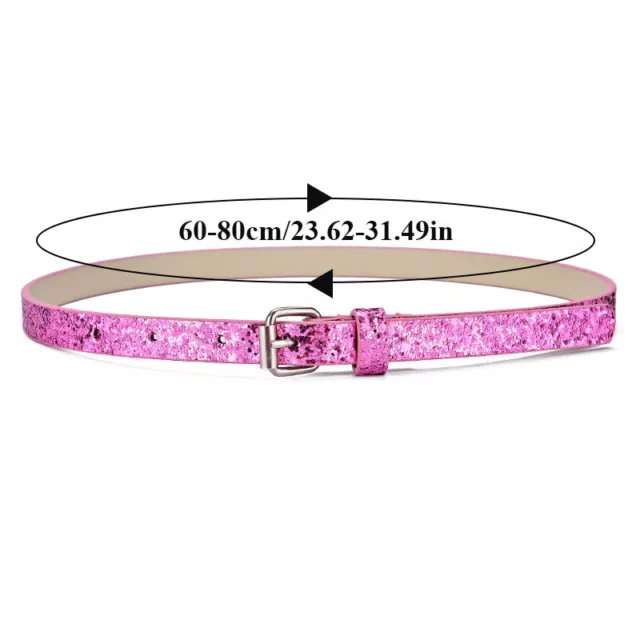 Kids Girls Boys Toddler Shiny Waist Belt Adjustable Buckle Leather Waistband AU 2