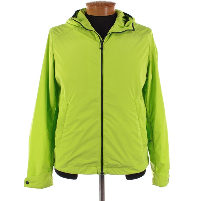 Paul & Shark NWD Full-Zip Hooded Rain Jacket Size Medium In Solid Lime Green