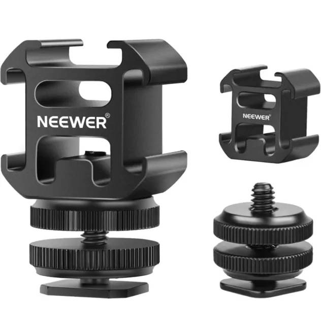Neewer Aluminium Triple Cold Shoe Camera Mount Adapter Video Accessory Triple...
