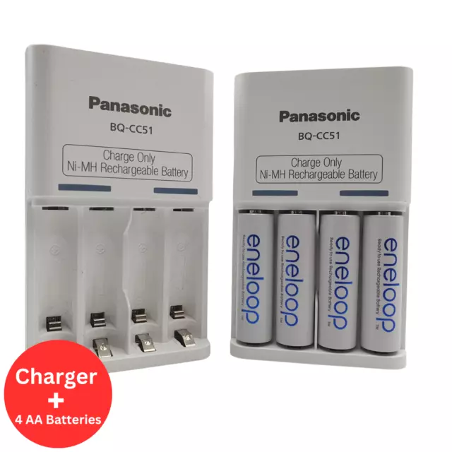 Panasonic Eneloop Quick Charger w/ 4x AA Batteries 2000mAh 90-180min Charge AU