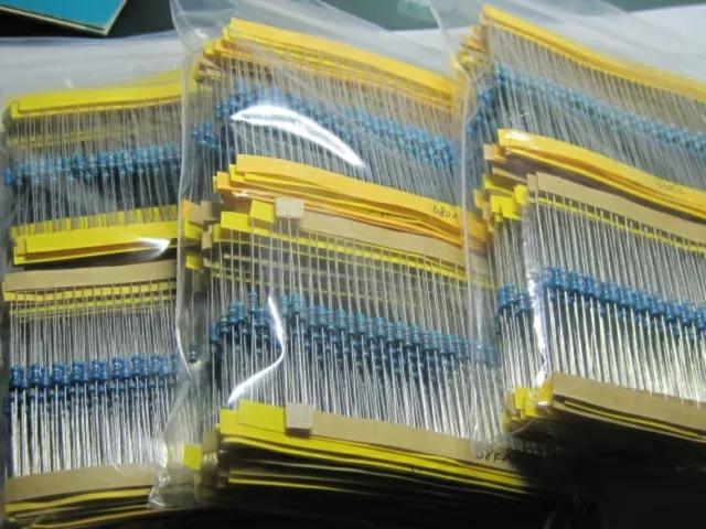 1/4W Metal Film  Resistors Assorted kit 75 Values (1 ohm ~ 10M ohm) 1% F 1500pcs 2