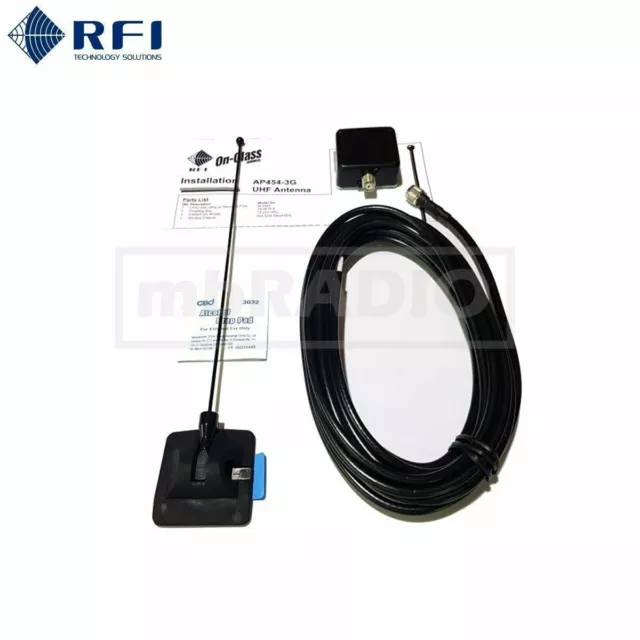 Rfi Ap454-3G On-Glass Commercial Uhf Antenna Kit, 400-520Mhz , Un-Terminated