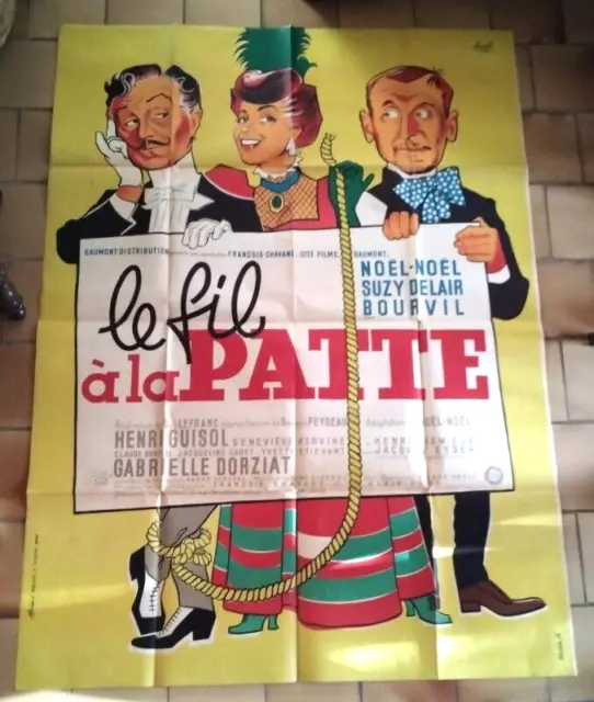 AFFICHE ancienne de CINEMA : "Le fil à la patte" 1954 avec Noël Noël Bourvil