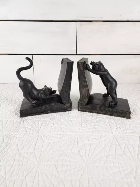 French Playful Cats Sculpture Bookend Statue Figurine Ceramic