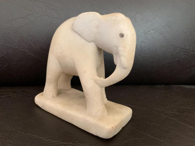 Antique Burmese 19th Century Mandalay style elephant marble sculpture 7