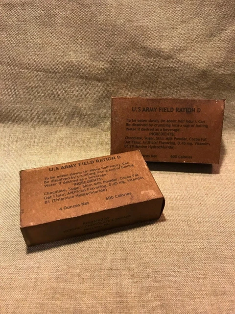 WWII US ARMY Chocolate D Bar Ration Box 4 Oz Hershey Co X2 Lot 11 wwii-us-army-chocolate-d-bar-ration-box-4-oz-hershey-co-x2-lot-11