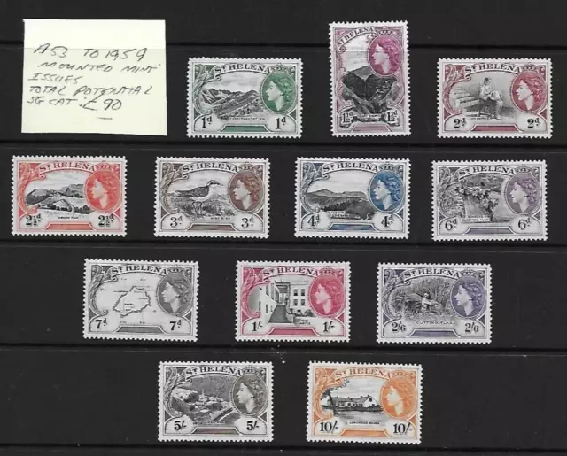 St Helena Stamp Collection QEII 1953-59 mm inc 10/-, 5/-. SG cat: £90