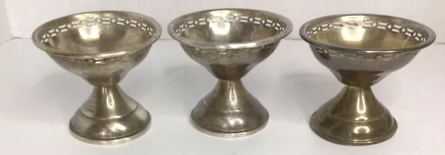 Sterling Silver Sorbet Cups. 3  Antique