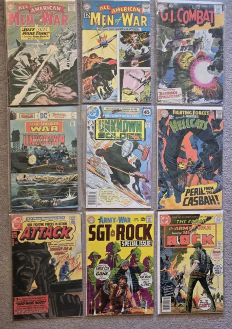 9 War Comic Lot - 1950s, 1960s, 70s Silver Age DC, Charlton