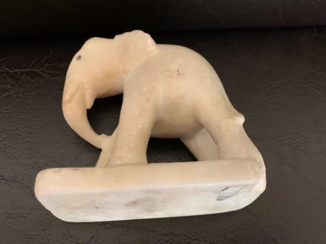 Antique Burmese 19th Century Mandalay style elephant marble sculpture 10