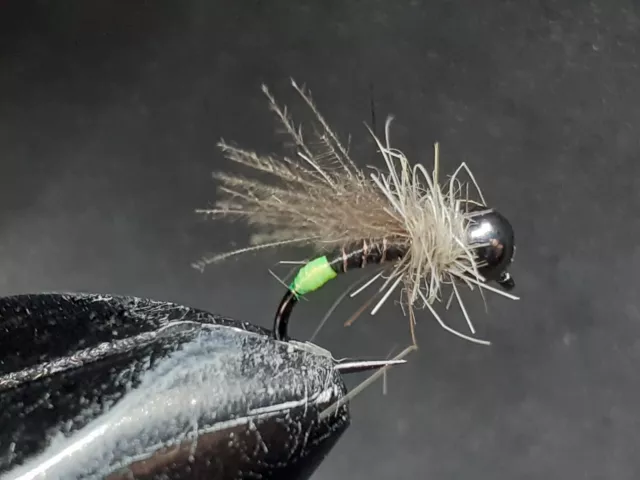 6 Nymphes Tetê De Tungstène Vert Et Noir Pour Pêche À La Mouche- Tung 122