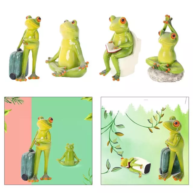 Resin Frog Standing Sitting Statue Crafted Sculpture Home Desk Car Ornament