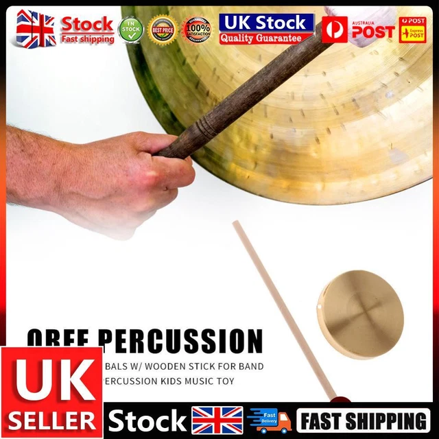 21cm Hand Gong Copper Cymbals with Wooden Stick for Band Rhythm Kids Music Toy U