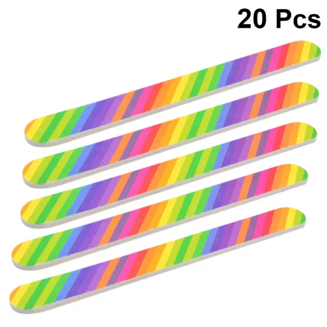 20pcs doppelseitiger Regenbogen Nagelfeilenpuffer Maniküre Dateien Tool