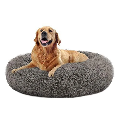 Donut Cat Bed, Faux Fur Dog Beds Medium Dogs-Indoor Round Pillow Cuddler Dog Bed