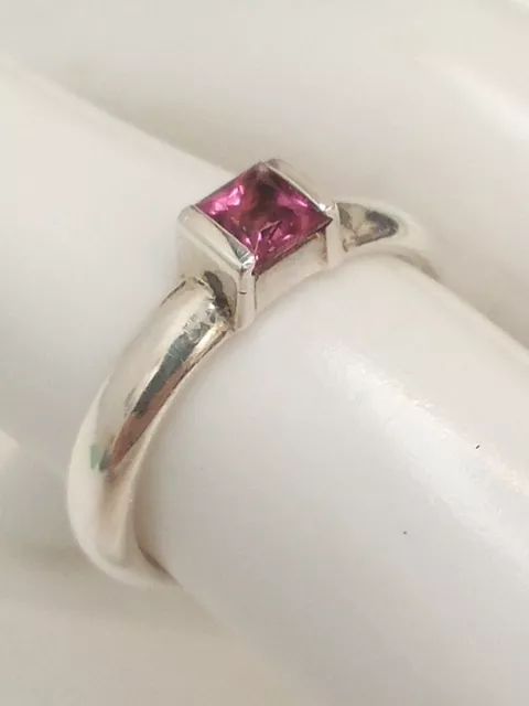 Genuine Tiffany & Co Sterling Silver And Pink Sapphire Ring 2004 Size M 1/2