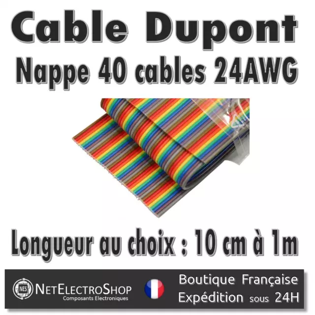 Câble Dupont - Nappe de 40 câbles 24AWG - Nappe 56 mm