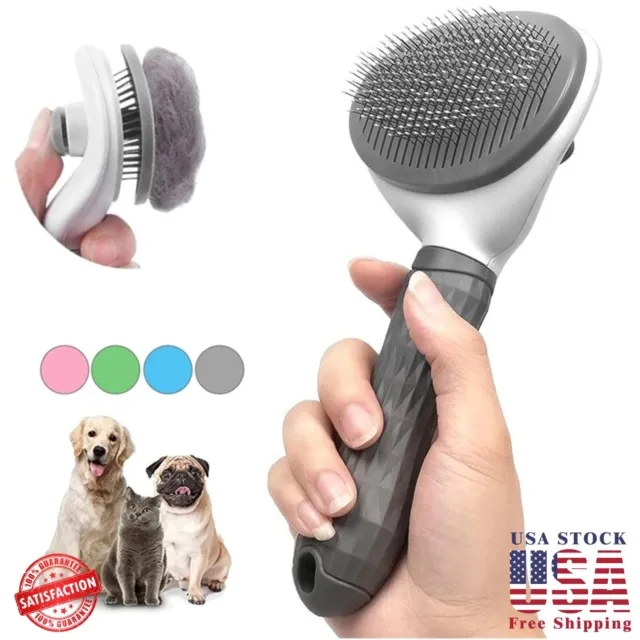 Brush Pet Dog Cat Hair Grooming Shedding Comb Self Cleaning Hair Remover Brush