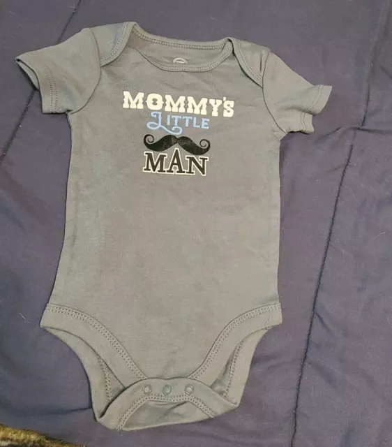 Infant Boys Gray Mommys Little Man Bodysuit Mustache Creeper Baby 6-9 months