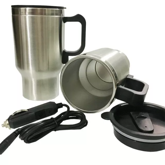 12V Car Thermos Cup Electric Kettle Thermal Heat Mug Plug Bottle Adapter 450ml