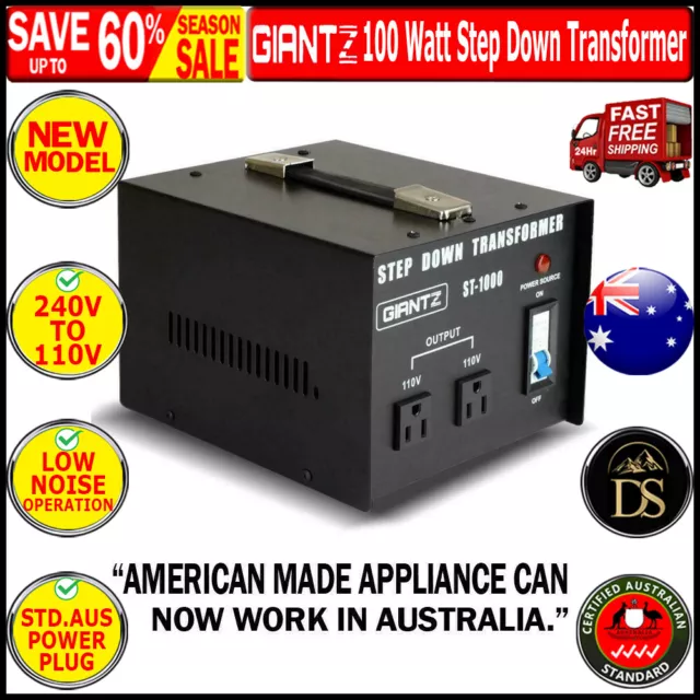 Giantz 1000W 240V TO 110V Step Down Stepdown Transformer Voltage Converter AU-US