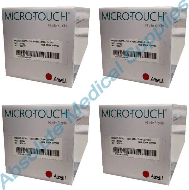 *200-Pairs* Micro-Touch Nitrile Sterile Powder-Free Exam Gloves Small 6034151