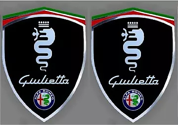 2 stickers ALFA ROMEO GIULIETTA chrome à coller sur les ailes avant