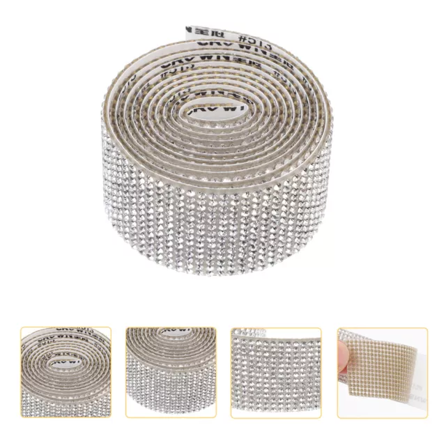 3 Rolls Self Adhesive Rhinestone Strip Rhinestones Glitter Decor Car