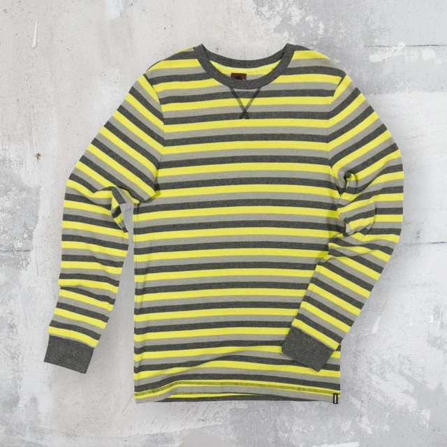 Tony Hawk Men's LG Neon Yellow/Gray Striped Thermal T-Shirt