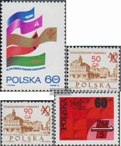 Polen 2203,2209-2210,2211 (kompl.Ausg.) postfrisch 1972 Gewerkschaft, Warschau,
