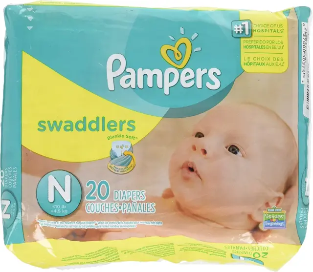 Pampers Swaddlers Diapers, Newborn (Up to 10 20 Count (Pack of 1), White
