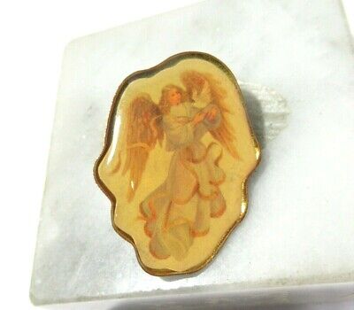 Christmas Time Winter Angel Pin With Dove Lucite Over Metal