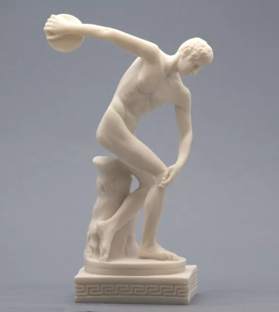 Discobolus Discus Thrower Nude Male Athlete Greek Roman Statue Sculpture 8.27 in