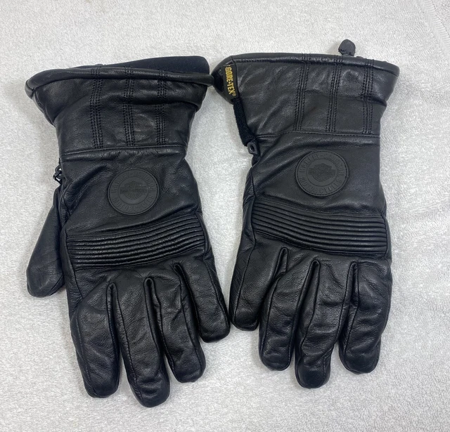 Harley Davidson Gloves Leather Gore Tex Black Waterproof Gauntlet Mens Large