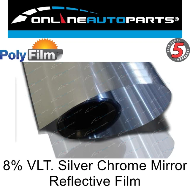 8% Silver Chrome Mirror Reflective Window Film 50cm x 6m Roll Glass Solar Tint
