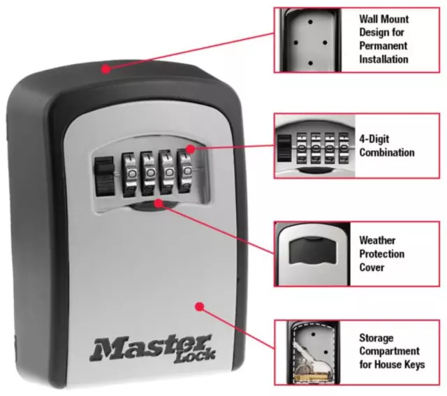 Master Lock 8.3cm (83 MM) Set-Your-Own-Combination Mural Serrure Boite 2