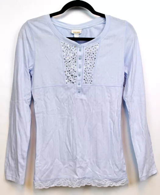 NWT Limited Too Girls Junior Sz 18 Pajama Top Shirt Blue Long Sleeve Lightweight