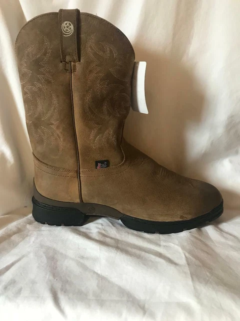 JUSTIN MEN S TAN Gaucho Pull On Waterproof Round Toe Work Boots