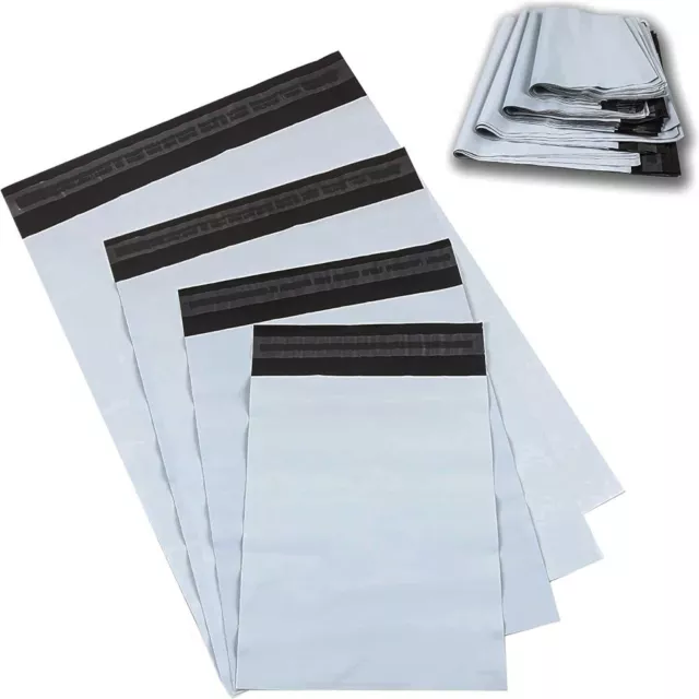 Fort Courrier Poste Sacs Blanc Auto Joint Envoi Sac Poly Colis Courier- 250 Lot