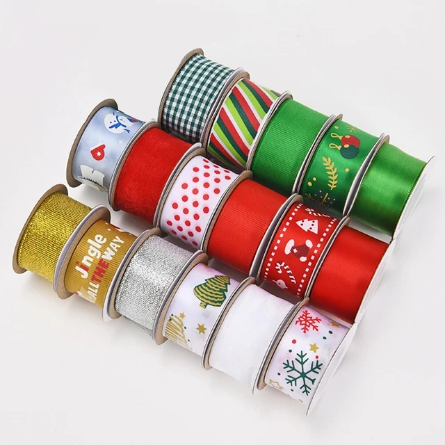 Cinta de Navidad de alta calidad cinta de regalo lisa corona de árbol de Navidad 17 especies