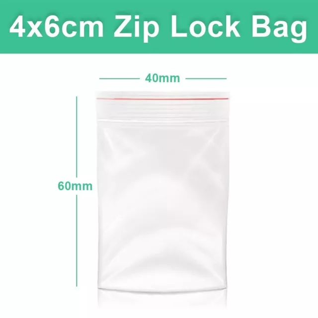 100 Small 40x60mm 4x6cm Ziplock Zip Lock Resealable Plastic Bags 50UM 40mm x60mm