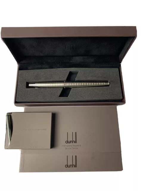 DUNHILL AD2000 BRUSHED Stainless Steel Fountain Pen 18K Torpedo Shape ...