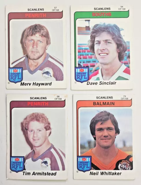 1980 Scanlens NRL Rugby League cards x 4