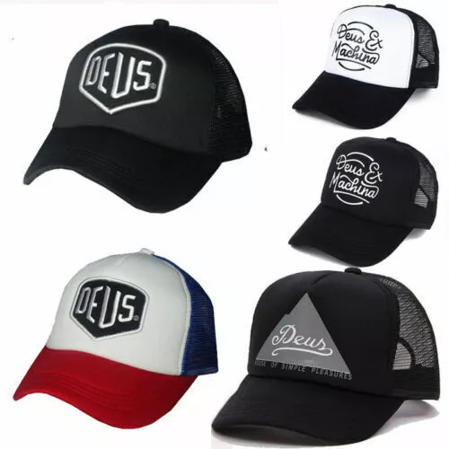 Mens Deus Embroideried Mesh Baseball Cap Summer Sun Trucker Snapback Dad Hat