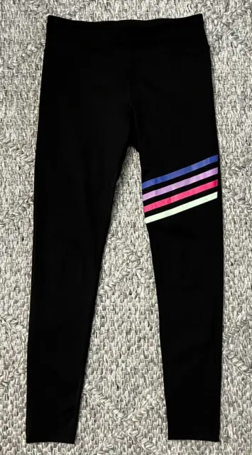 FILA Sport Women's Midrise Leggings Black w/ Color Stripes TRU-DRY Pants Size M