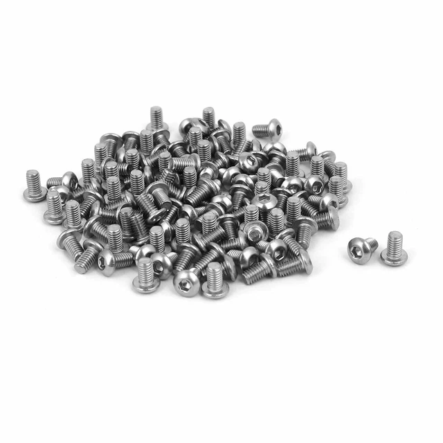 M3 x 5mm 304 Stainless Steel Hex Socket Button Head Cap Screws Bolts 120PCS